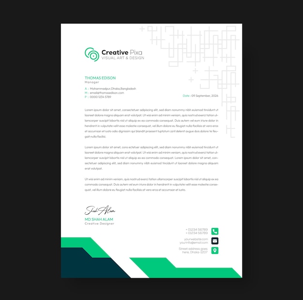 PSD minimal business letterhead template design