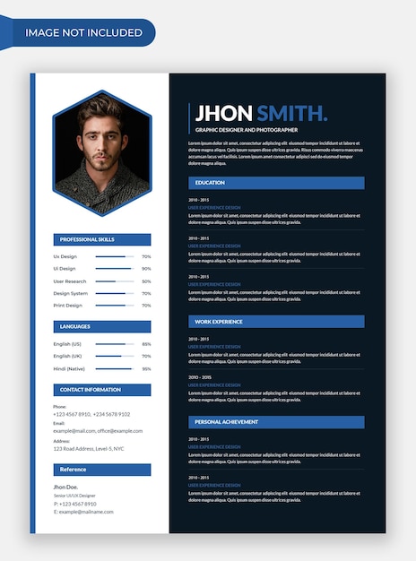 PSD minimal business resume or personal cv template