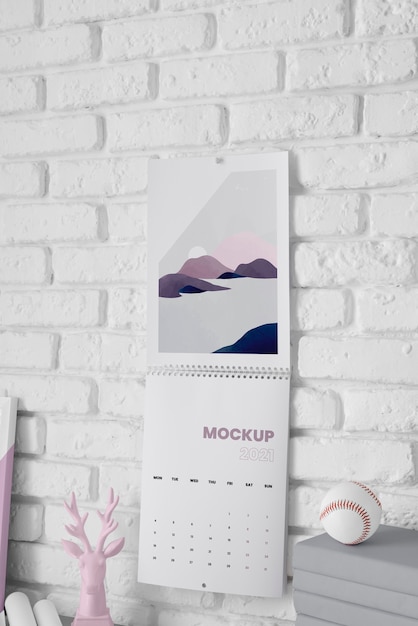 Minimal calendar mock-up composition