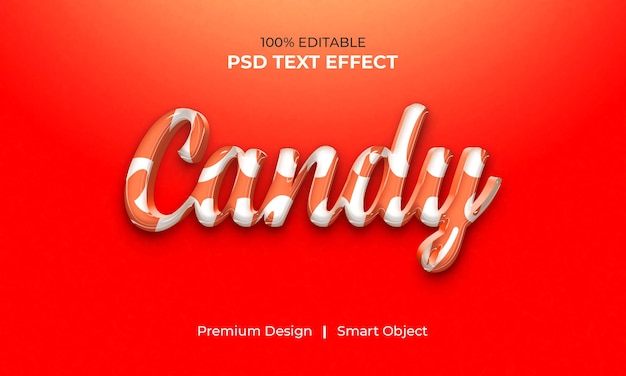 Редактируемый стиль 3d текста minimal candy