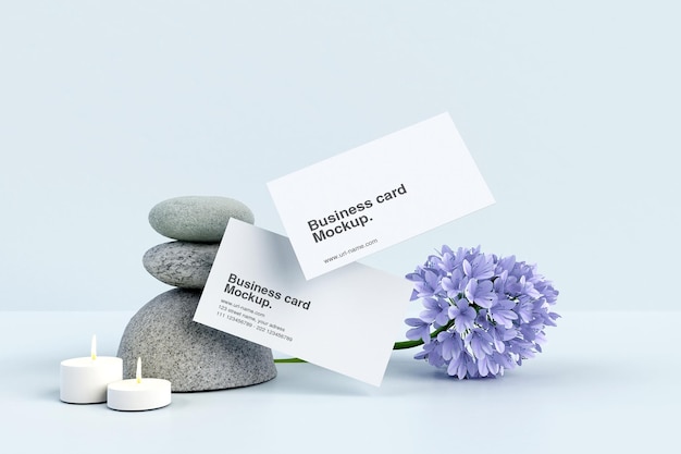 PSD minimal card with rocks mockup