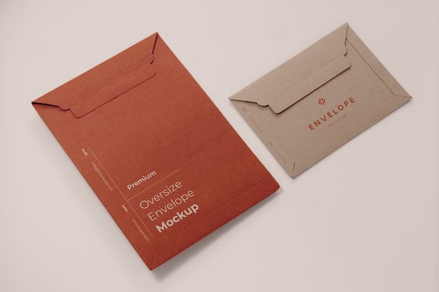 PSD minimal cardboard paper envelope mock-up design