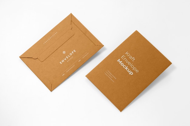 PSD minimal cardboard paper envelope mock-up design