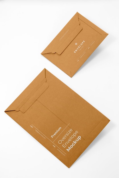 Minimal cardboard paper envelope mock-up design