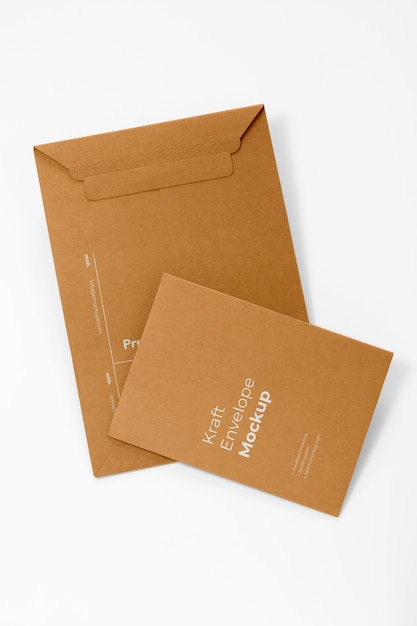 PSD minimal cardboard paper envelope mock-up design