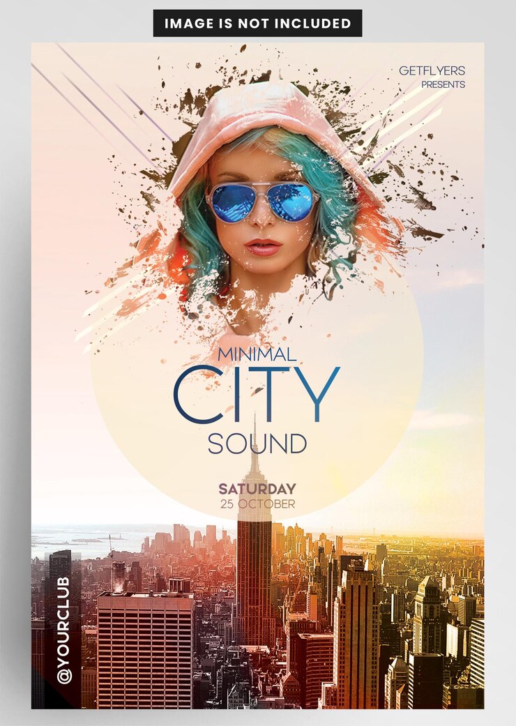 PSD minimal city sound minimal city nightclub flyer template