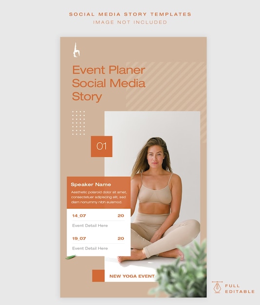 Minimal clean fashion or event instagram story with green leaves psd template