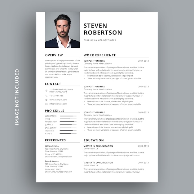 Minimal and clean resume cv template design