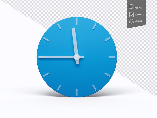 PSD minimal clock time 1145 o39clock or eleven forty five on white background 3d illustration