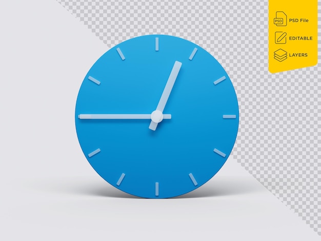 Minimal clock time 1245 o39clock or twelve forty five on white background 3d illustration