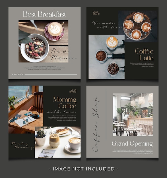 PSD minimal coffe cafe style instagram post set