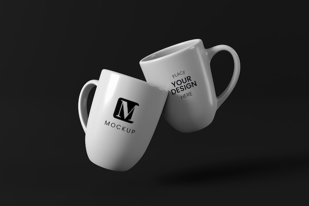 PSD minimal coffee mugs arrangement