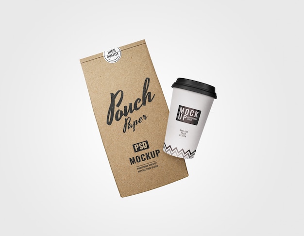 Minimal coffee set mockup rendering