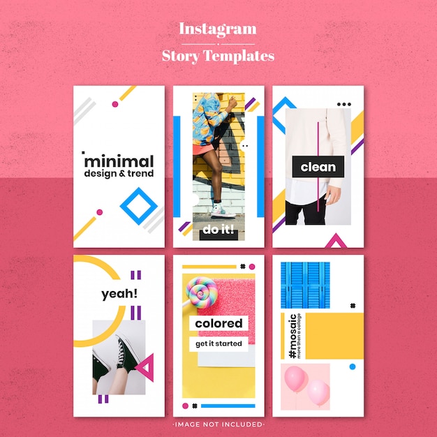 PSD modello di storia di instragram a colori minimali