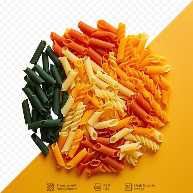 Concetto minimo di cibo con pasta tricolore di halloween su sfondo trasparente