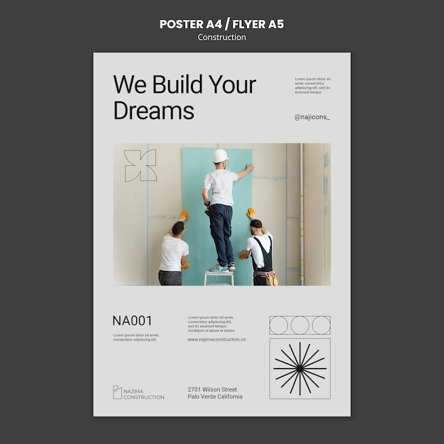 PSD minimal construction poster template