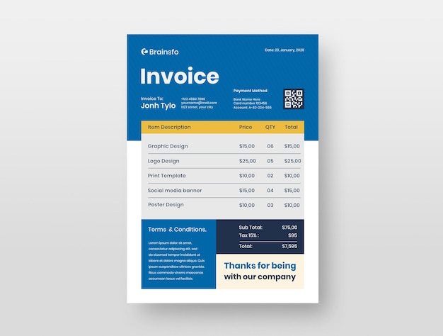 Minimal corporate business invoice template design