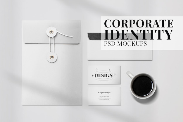 PSD set di cancelleria per il branding psd mockup di identità aziendale minima