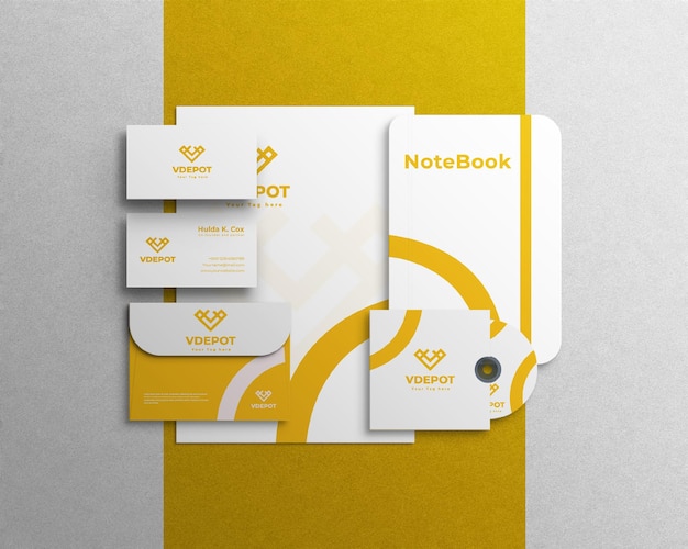 minimal corporate stationary branding identity mockup