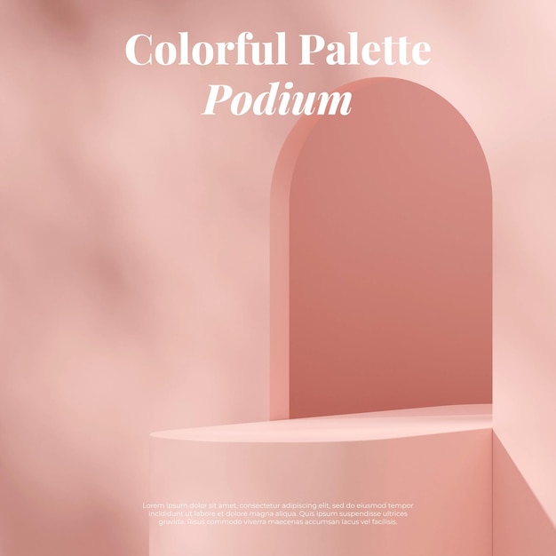 PSD ピンクのモノクロ シーン カラーの正方形の最小限の装飾製品表彰台 3 d レンダリング モックアップ
