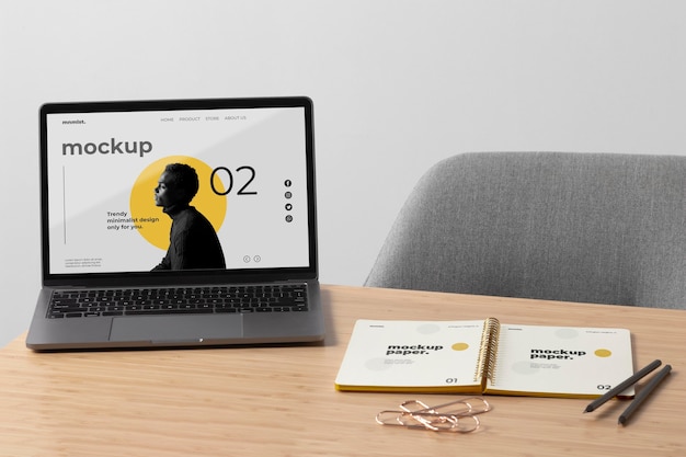 Minimal desktop workspace mock-up design