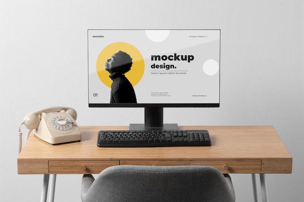 Minimal desktop workspace mock-up design