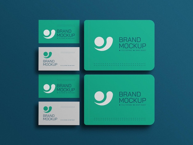 Minimal diary with business card mockup