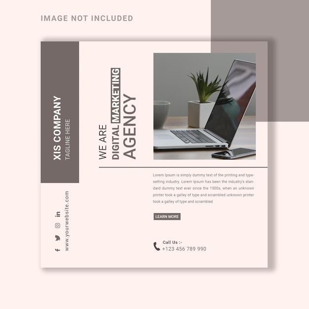 PSD minimal digital marketing agency  social media banner template