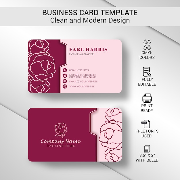 minimal and elegant floral business card template