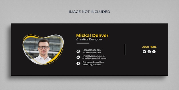 Minimal email signature template or email footer and personal social media cover design