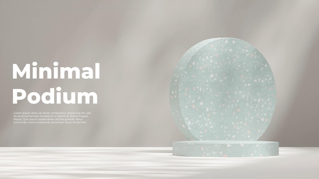 Minimal empty mockup scene 3d rendering template of green terrazzo in landscape with gobo light
