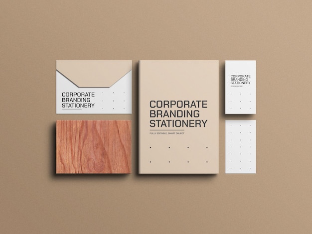 Minimal envelope with business card stationery mockup