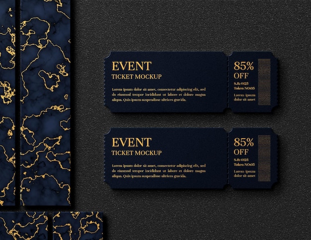 PSD mockup di biglietti per concerti e feste per eventi minimi