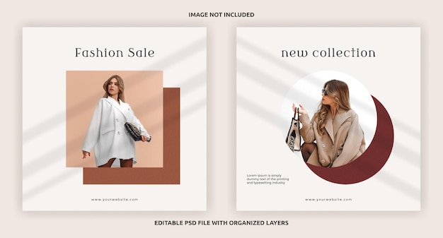 Minimal fashion social media square post collection