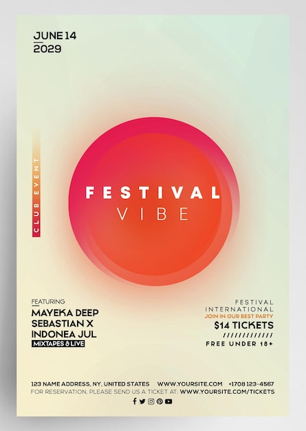 Minimal festival party flyer design