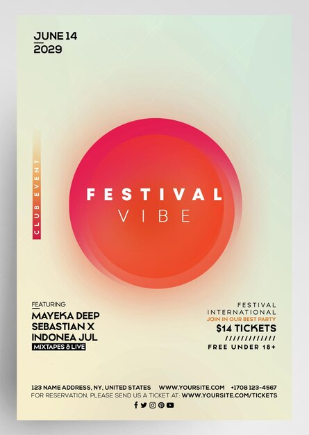 PSD minimal festival party flyer design