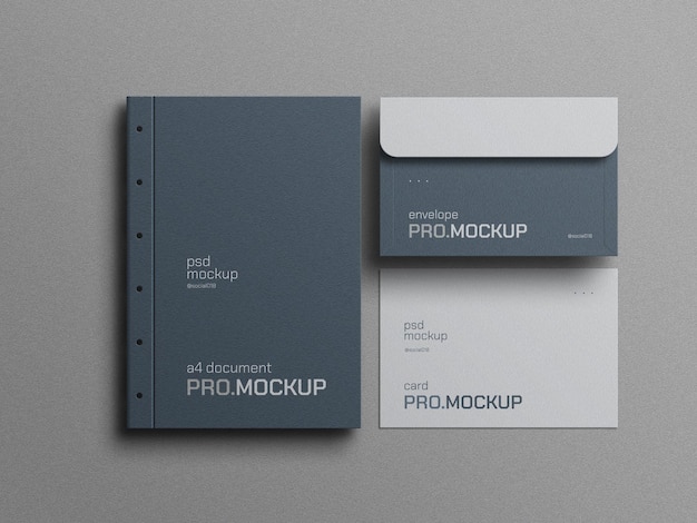 Minimal file with envelope stationery mockup