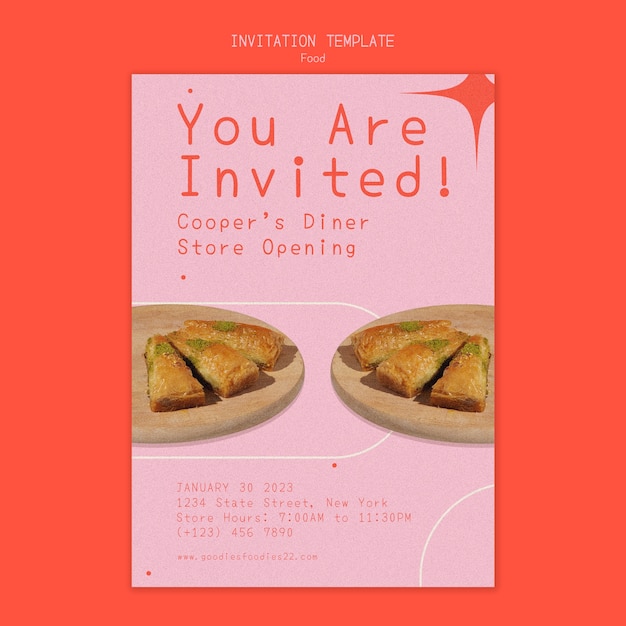 PSD minimal food festival invitation template