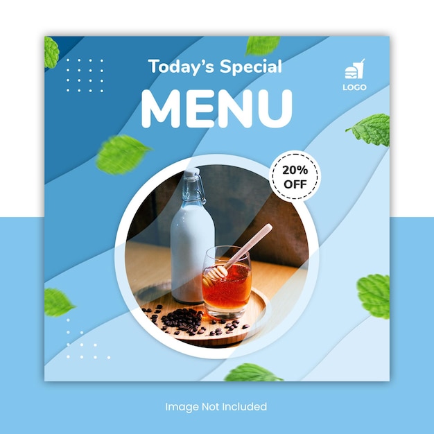 PSD 최소한의 음식 메뉴 소셜 미디어 게시물 템플릿 배너