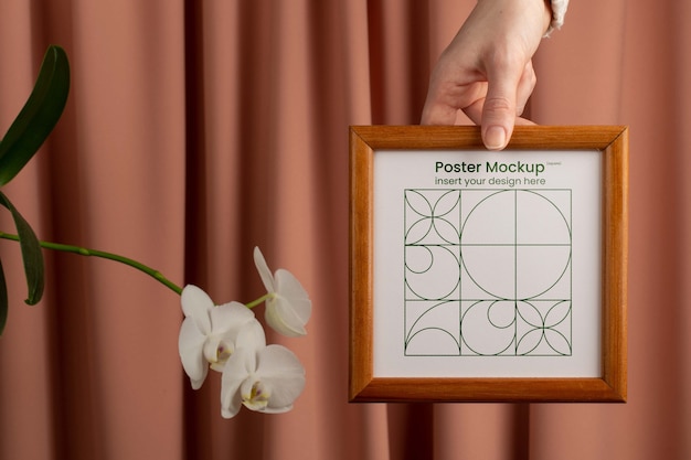 PSD minimal frame mockup held in hands