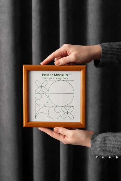 PSD minimal frame mockup held in hands