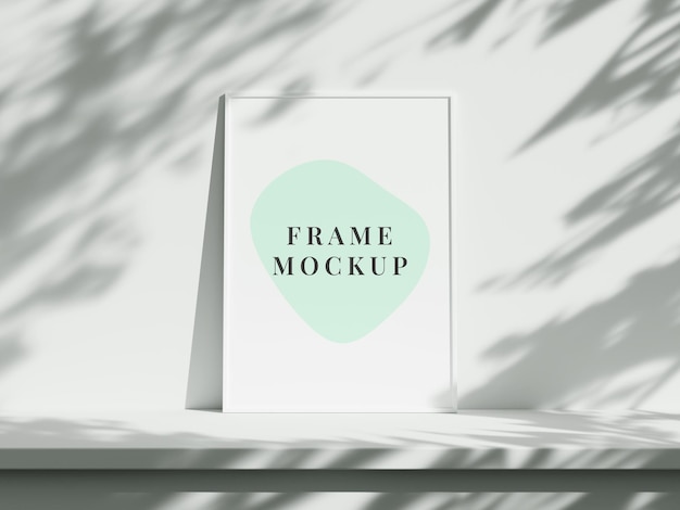 Minimal frame mockup leaves shadow