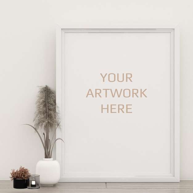 Minimal frame mockup with white background