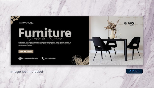 Minimal furniture facebook cover page template premium psd