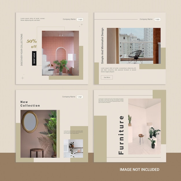 Minimal furniture instagram post set design