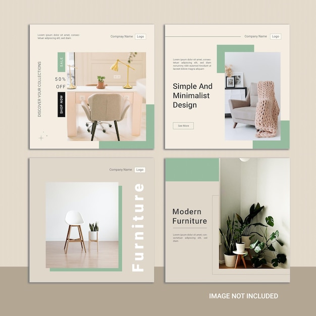 Minimal furniture instagram post set design