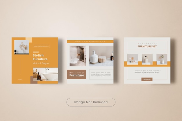 PSD minimal home furniture instagram post template banner collection