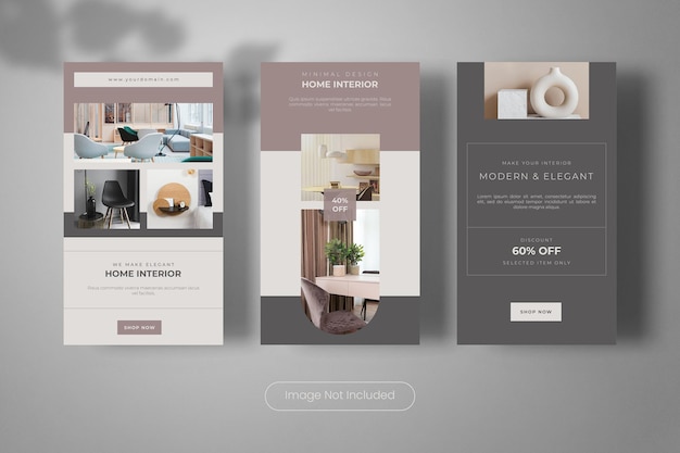 PSD minimal home interior design instagram stories template banner collection