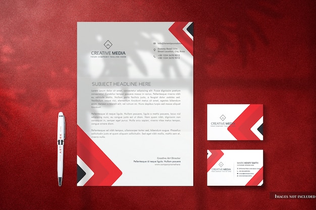 PSD minimal identity stationery mockup set top view