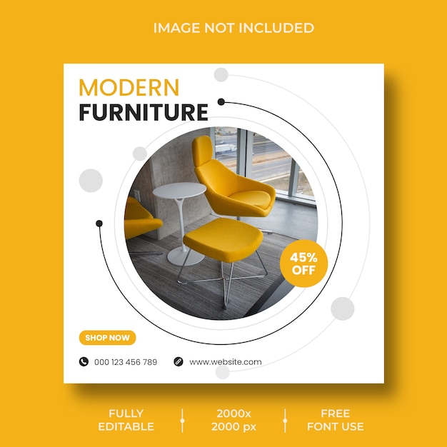 Minimal interior design furniture instagram post template